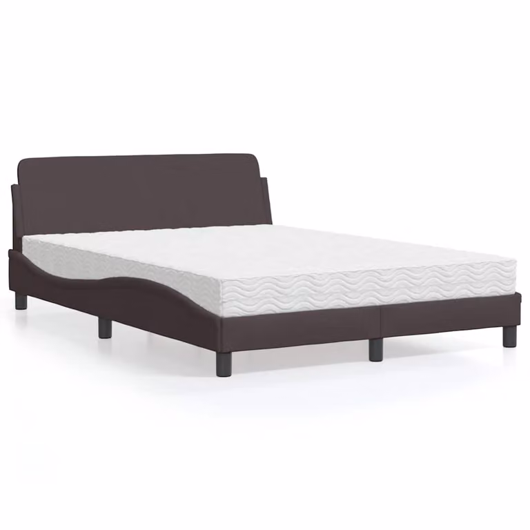 Letto con Materasso Dover vidaXL in Tessuto Marrone e Bianco L/P/H: 218 x 120 x 74,5 cm