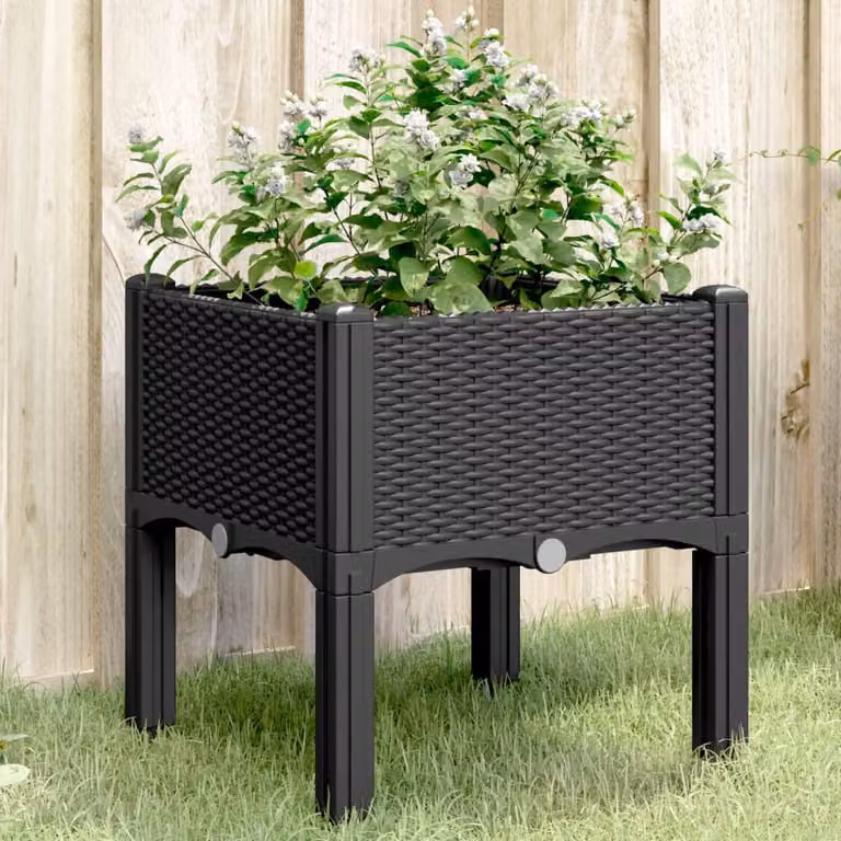 Fioriera da giardino con gambe vidaXL in plastica nera L/P/H: 40 x 40 x 42 cm
