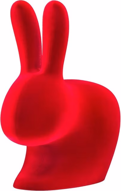 Sedia Rabbit Qeeboo in velluto rosso e polietilene con finitura opaca