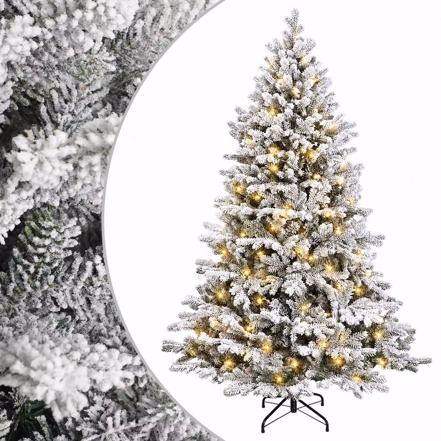 Albero di Natale Artificiale vidaXL Verde con 150 LED Bianco Caldo e Rami Pieghevoli, Altezza: 150 cm