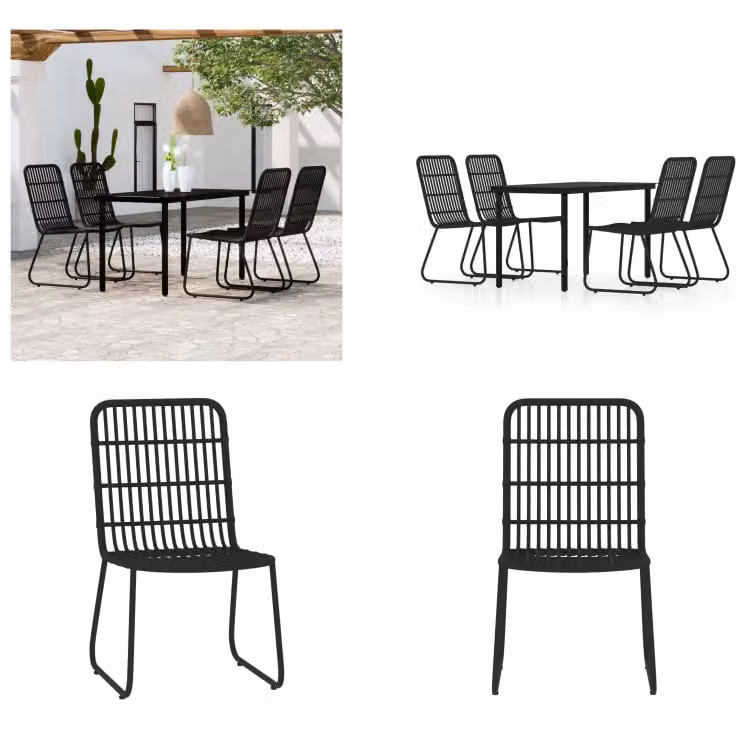 vidaXL Set da pranzo da giardino 5 pezzi nero - Set da pranzo da giardino - Set da pranzo da esterno - Set da pranzo da patio