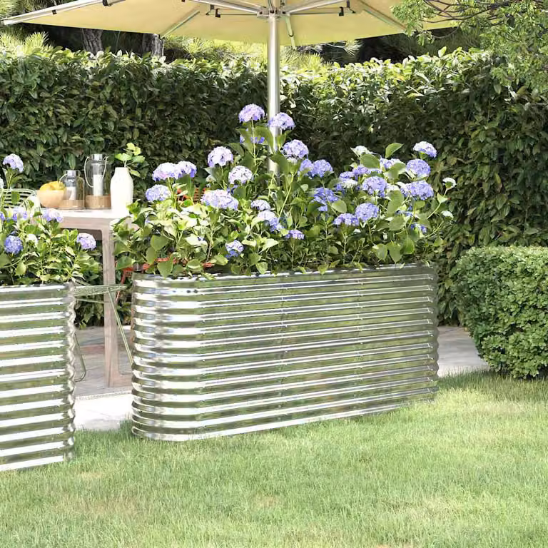 Letto da giardino rialzato vidaXL in acciaio zincato argento L: 152 cm, P: 40 cm, H: 68 cm