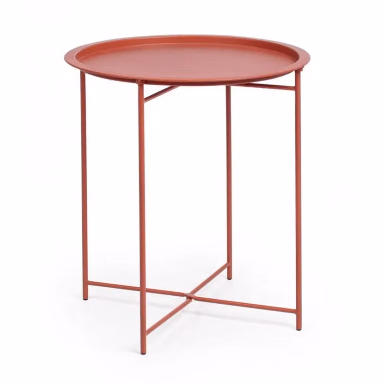 Set di 6 tavolini rotondi AUSTIN in acciaio rosso