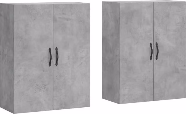 Set di 2 armadietti da parete portaoggetti versatile 69,5 x 34 x 90 cm in legno multistrato grigio cemento 02_0055396