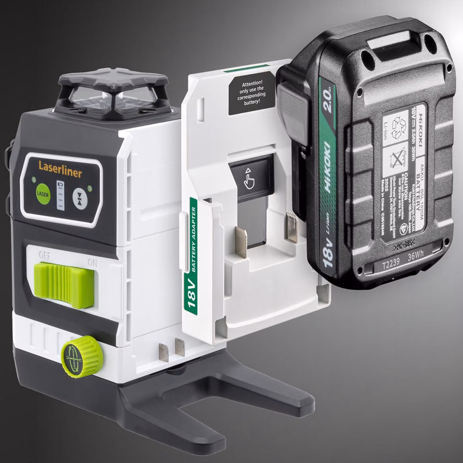 Laserliner Kreuzlinien-Laser Multi-18V-Serie + PowerAdapter Hikoki