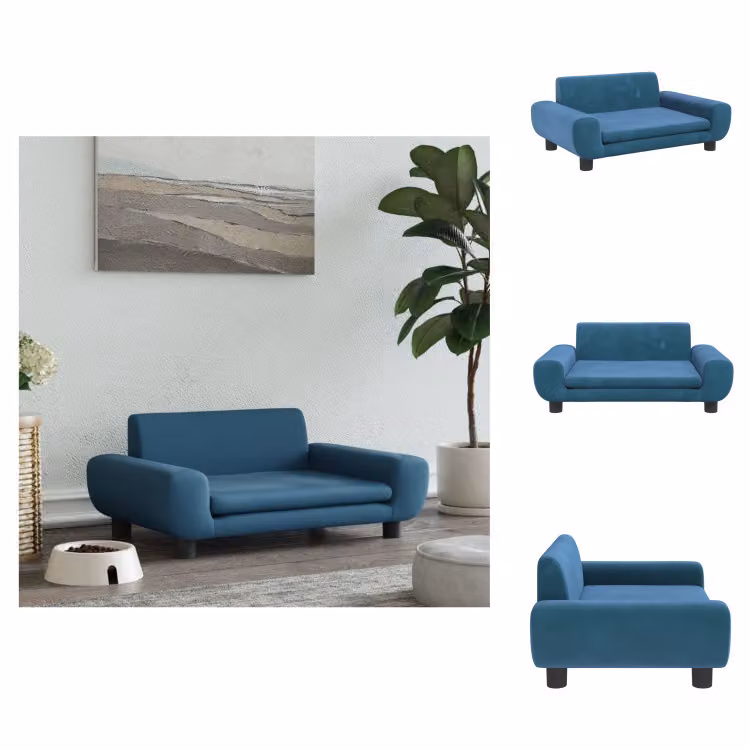 vidaXL Letto per cani blu 70x45x33 cm in velluto - Letti per cani