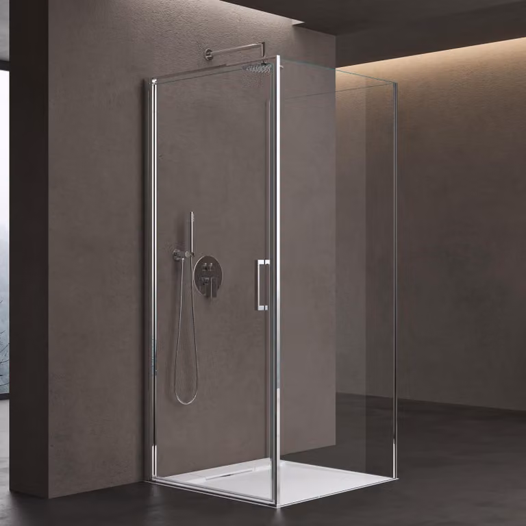 doporro Box Doccia 80x70x80cm con Piatto Doccia, Cabina Bagno con Porta Doppia Vetro di Sicurezza ESG Vetro Trasparente Ravenna36UK