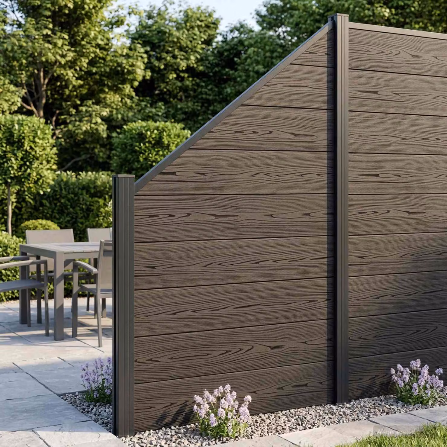 Set di recinzione vidaXL in WPC e alluminio nero, opaco, L: 95 cm, H: 180 cm