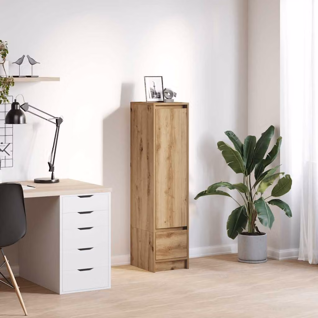 vidaXL Credenza Alta Moderna in MDF Marrone con Ante e Ripiani Interni L/P/H: 34,0 x 29,5 x 119,5 cm
