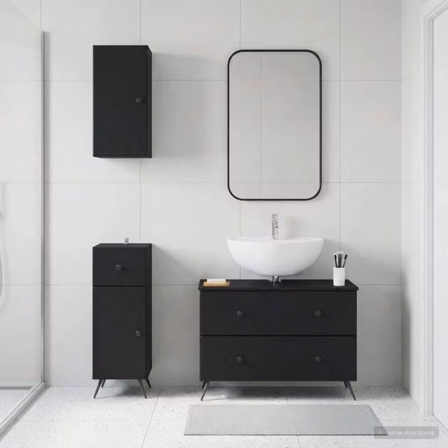 Set di armadietti da bagno in 3 pezzi BREDA Nero 3417802