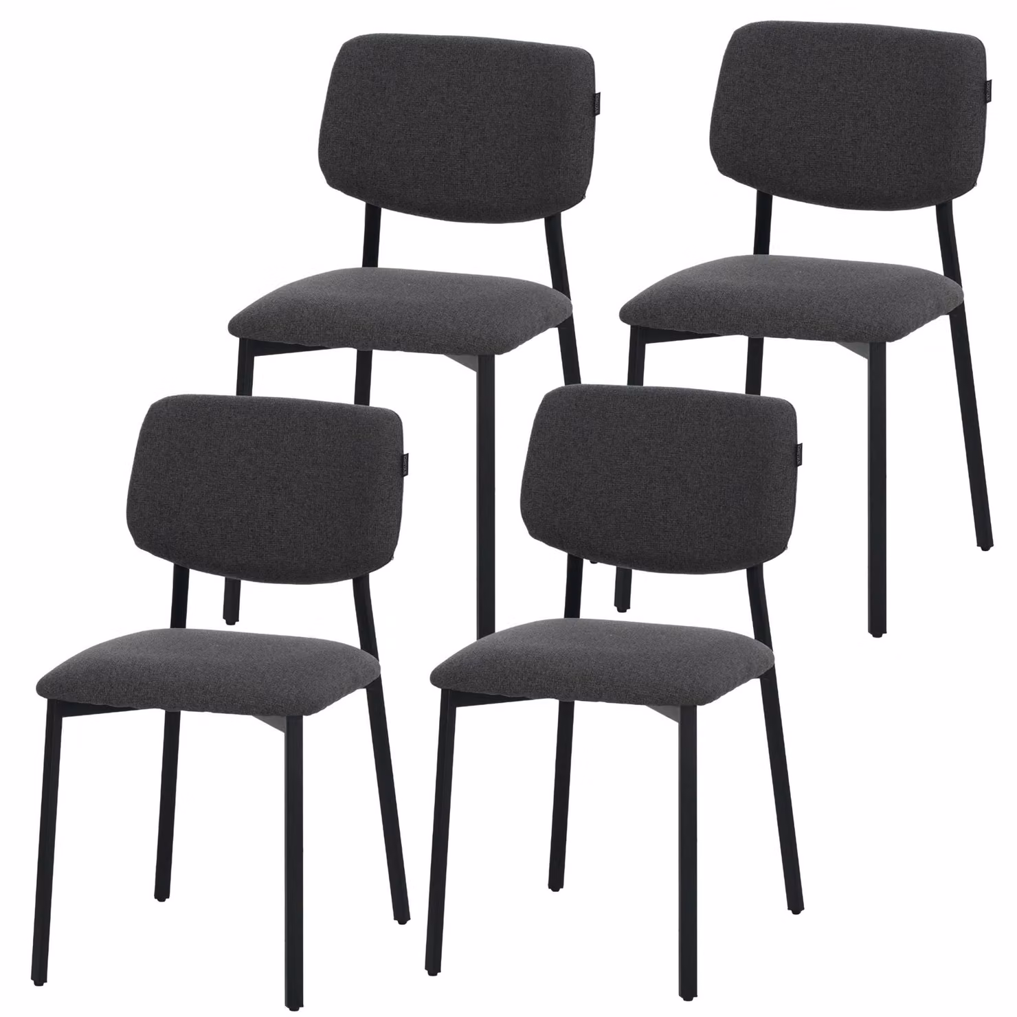 RAVINO sedia di design A21- set di 4 sedie da pranzo imbottite con rivestimento in tessuto, sedia da cucina moderna con schienale, sedia, trasportabile fino a 110 kg- grigio