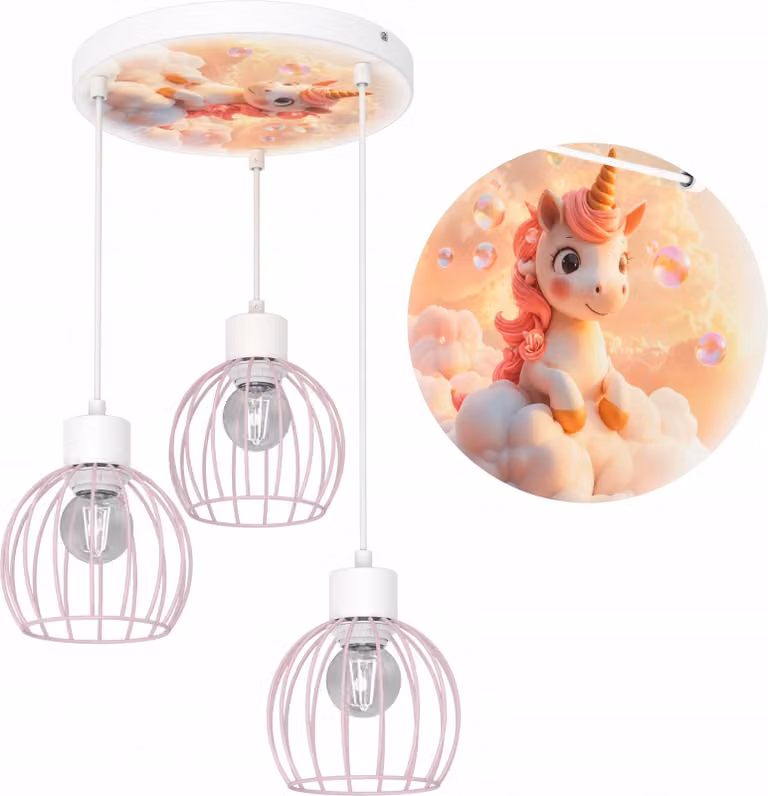 Lampada Da Soffitto Per Bambini A Sospensione A Forma Di Unicorno Led Polacca E27 Unicorno