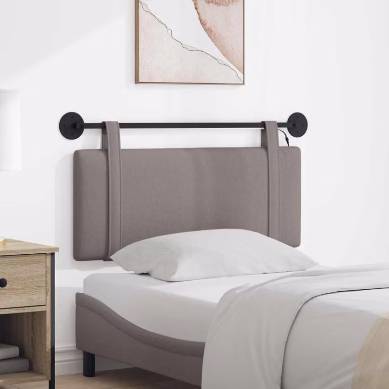 Testiera da letto sospesa vidaXL in tessuto tortora con illuminazione integrata e pannello imbottito