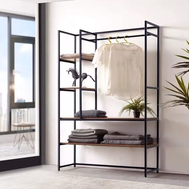 Organizzatore Guardaroba Horgau en.casa, colore Noce e Nero, H 180 x L 120 x P 40 cm – 1