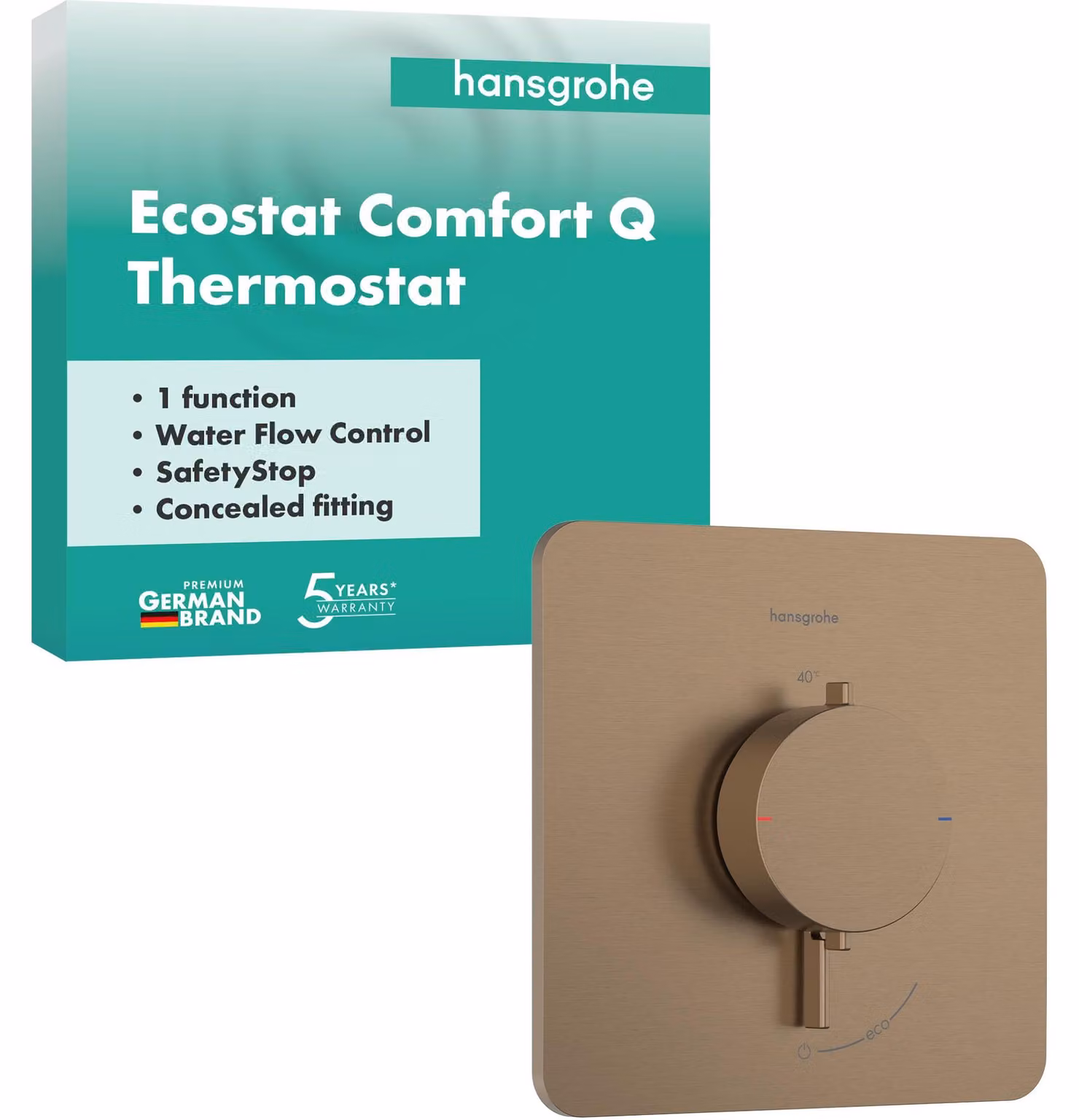 Termostato a incasso Ecostat Comfort Q, finitura bronzo spazzolato, per un circuito