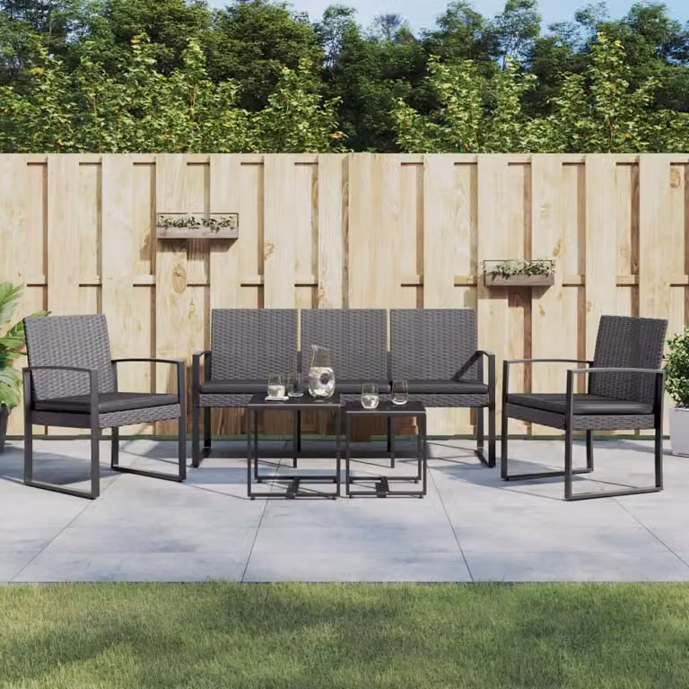 Maison Exclusive - Set da giardino da 5 pezzi con cuscini, color grigio scuro, in rattan sintetico PP