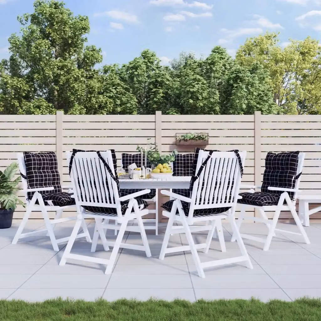 Set di 6 cuscini per sedie con schienale basso, design moderno rettangolare, tessuto Oxford nero impermeabile e traspirante in poliestere – 2