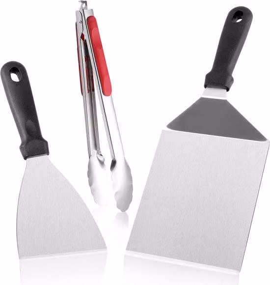Set completo per barbecue in acciaio di alta qualità - Kit per steakhouse - Cucchiaio grande da barbecue - Tagliere da forno - Cucchiaio da barbecue per bistecche e hamburger con manico - Attrezzo da barbecue per bistecche di manzo e pizza surgelata