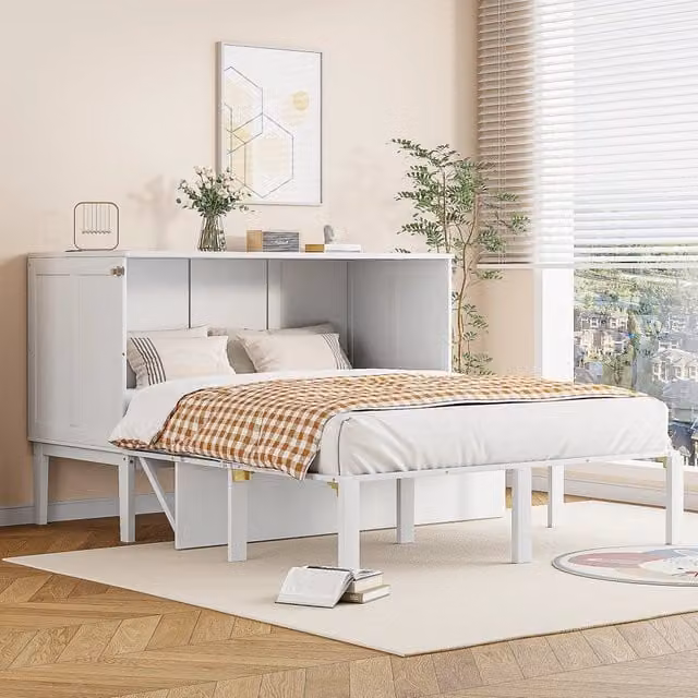 Letto a scomparsa 140x200 cm pieghevole verticale in legno