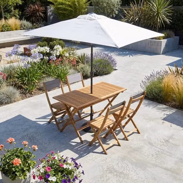 Ombrellone rettangolare da giardino Duzzle Aren grigio chiaro e bianco in acciaio e poliestere L: 300 cm, P: 200 cm con apertura antivento e manovra