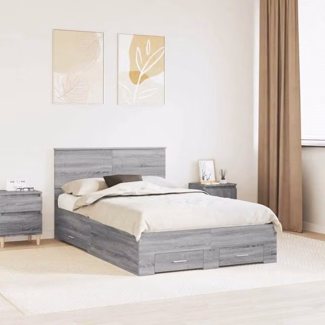 Struttura del letto Sonoma grigio 135 x 190 cm 3408277