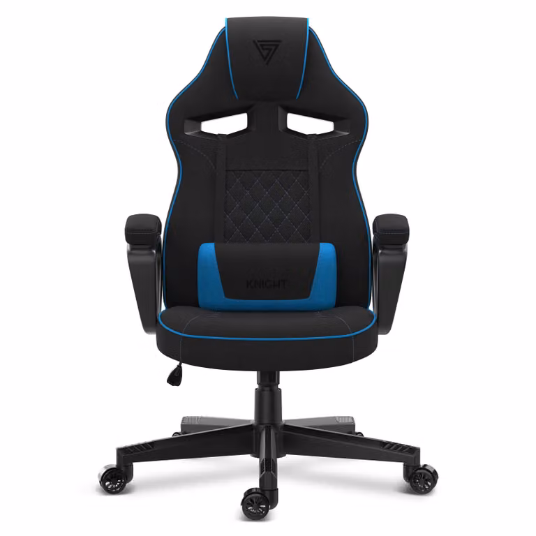 Sedia da gioco SENSE7 Knight in tessuto nero-blu - Sedia da ufficio ergonomica Sedia da scrivania Sedia da computer Sedia da gioco Sedia da corsa 120 kg