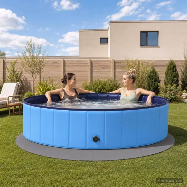 Tappetino protettivo per piscina, 16 pezzi, diametro 235 cm, rotondo, in schiuma EVA, colore grigio