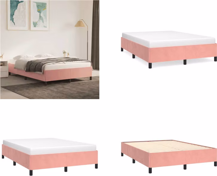 vidaXL Struttura letto rosa 140x190 cm in velluto - Struttura letto - Cornici letto - Struttura letto - Letto