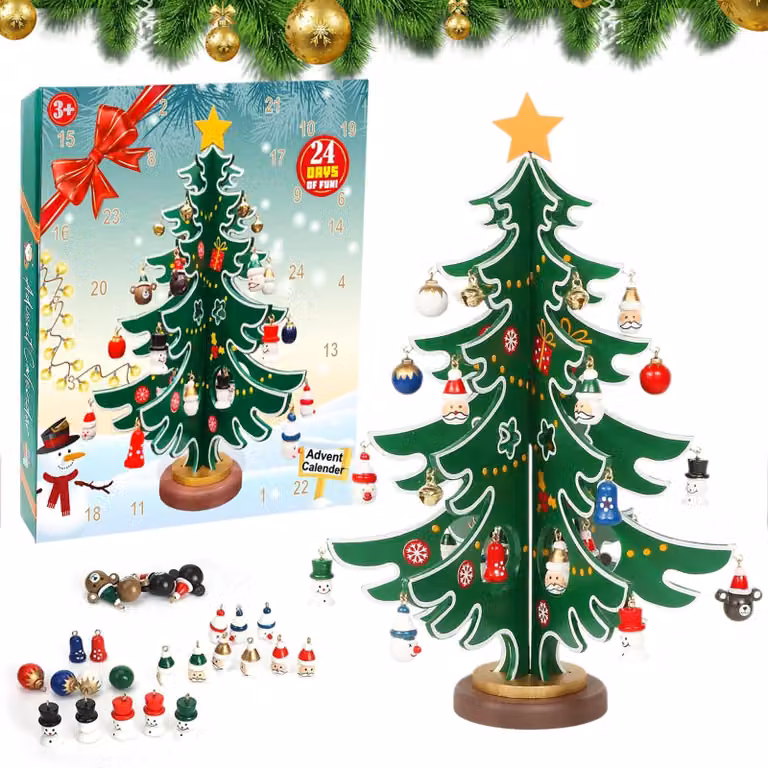 Calendario dell'Avvento in legno - 24 giorni di sorprese - Decorazione natalizia