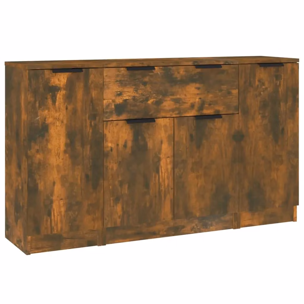 Set di 3 credenze vidaXL in legno multistrato color rovere fumo per sala da pranzo, modello moderno a parete – 2
