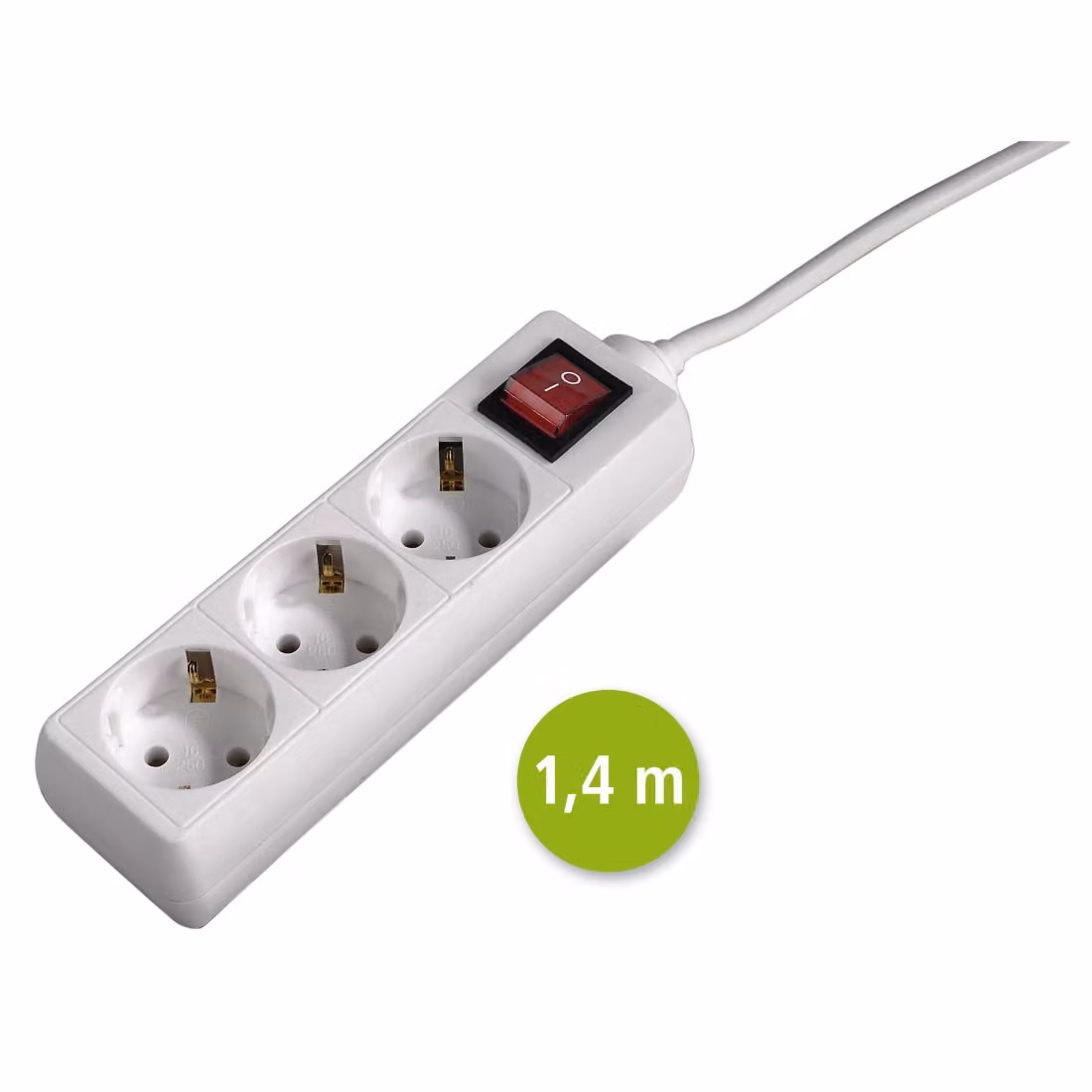 hama 00030382 hama 3-fach Steckdosenleiste mit Schalter 1,4 m weiß