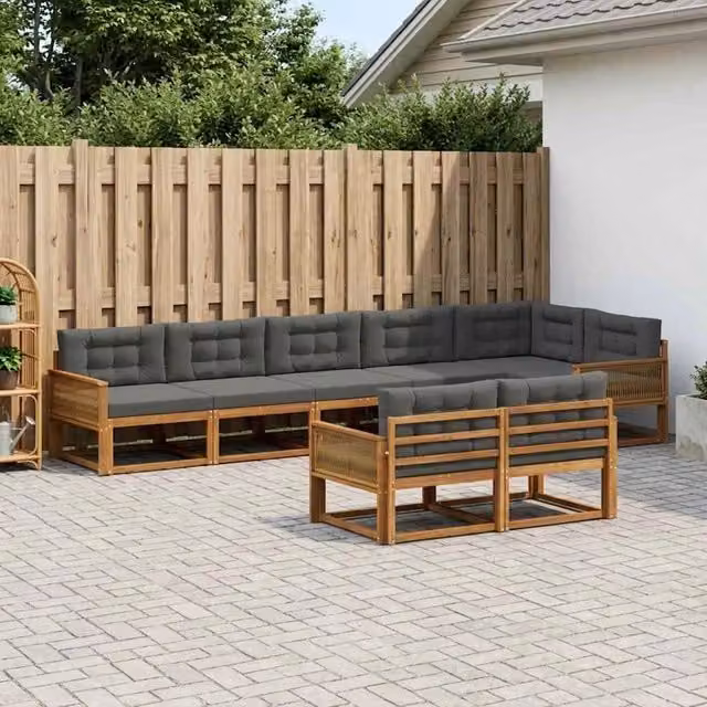 Set di divani da esterno 8 pz Naturale e Antracite 3382670