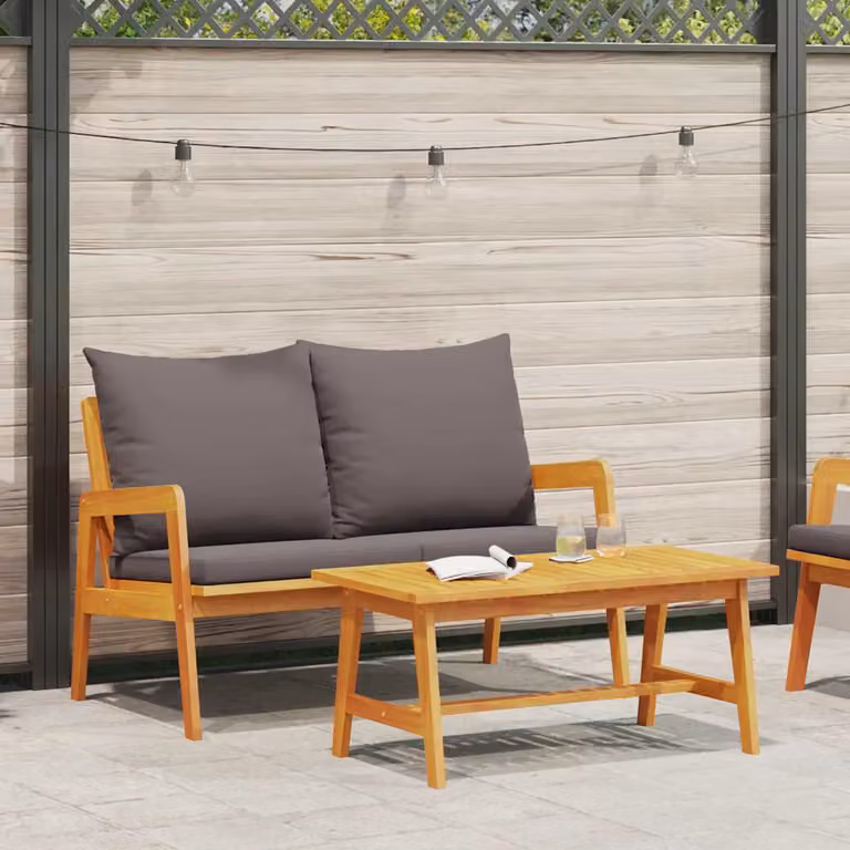 Set da bistrot vidaXL in legno di acacia massello oliato, 2 pezzi