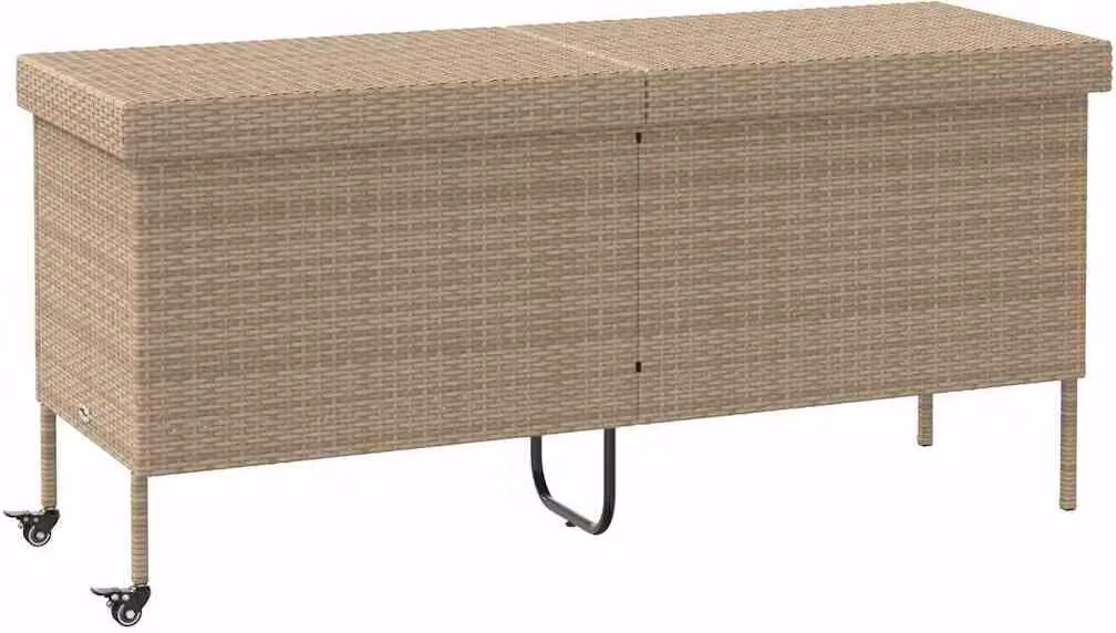 Contenitore da Giardino con Ruote Beige 160x55x75 cm Polyrattan
