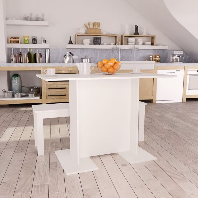 The Living Store tavolo da pranzo bianco 110x60x75 cm in materiale ligneo