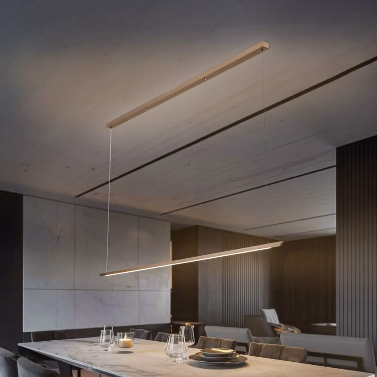 Quitani Niara LED sospensione CCT bronzo anodico Quitani, dimmerabile, Bronzo / Ottone antico, Cucina, Alluminio, Moderno