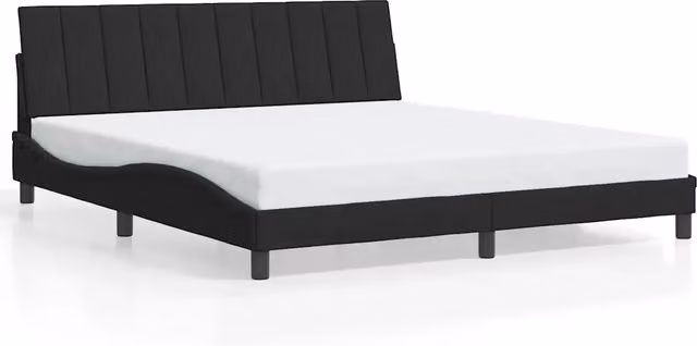 Letto matrimoniale | Letto per adulti | Giroletto senza Materasso Hanko Nero 180x200 cm in Velluto
