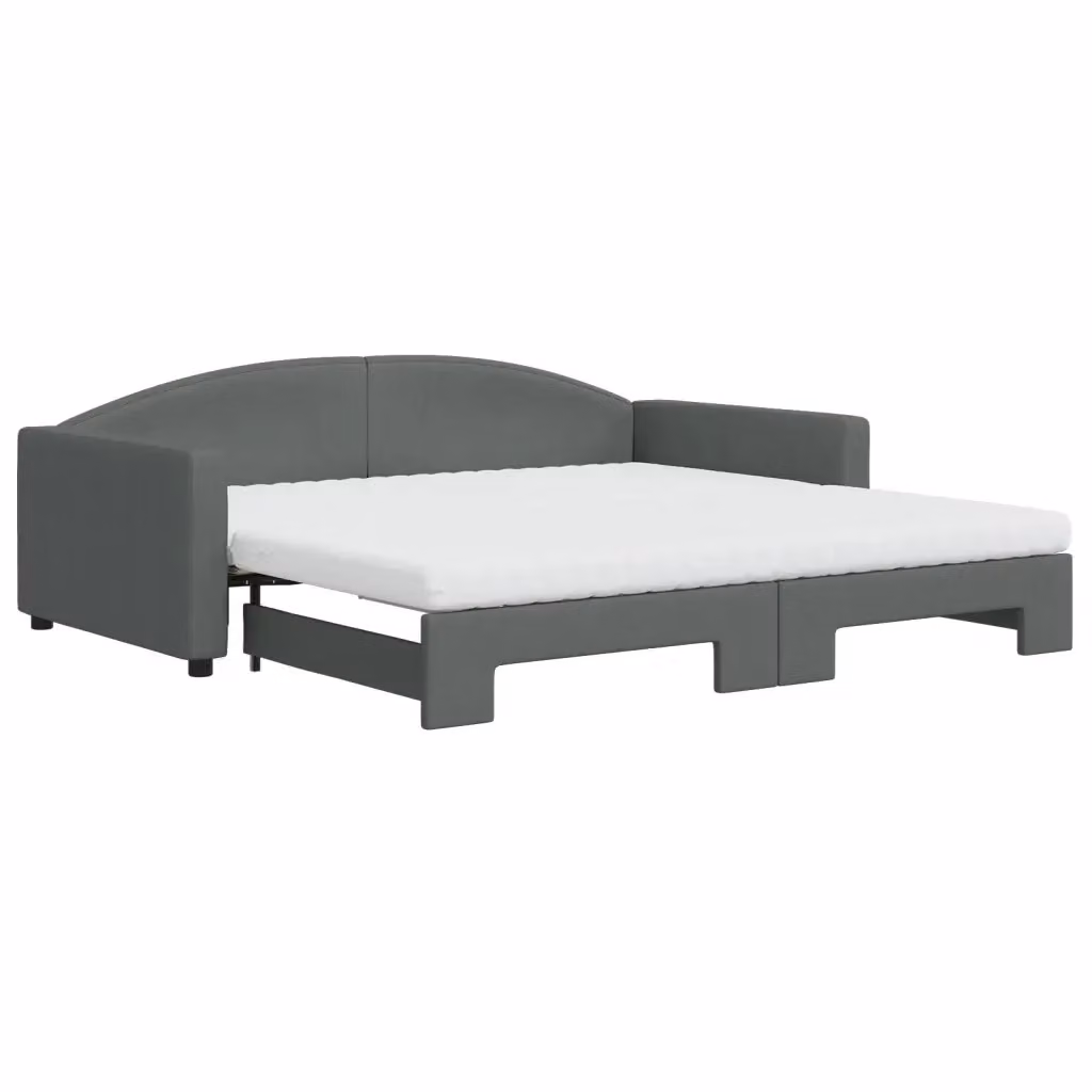 Divano Letto Estraibile vidaXL in Tessuto Grigio con Materasso 100x200 cm – 2