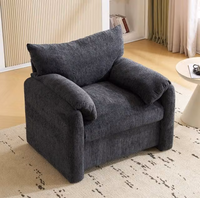 Poltrona in chenille grigia per soggiorno e camera da letto