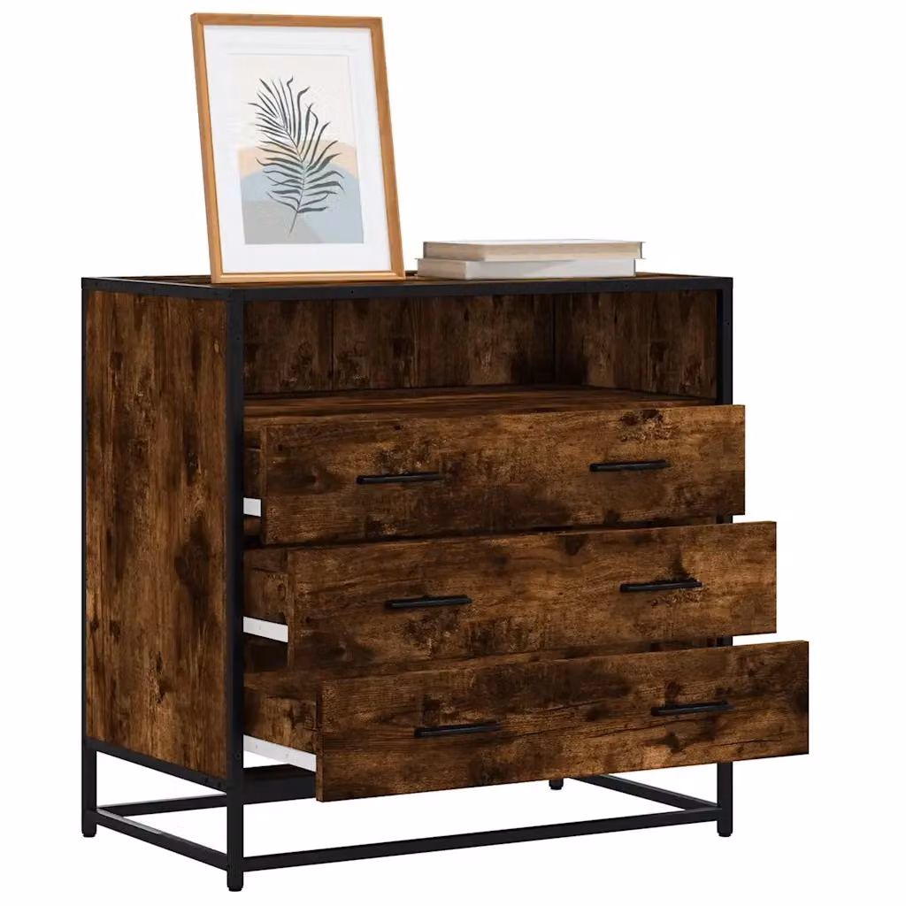 Cassettiera in legno multistrato Rovere Fumo stile industrial L: 70 cm, P: 41 cm, H: 70 cm CFW4720599 – 2