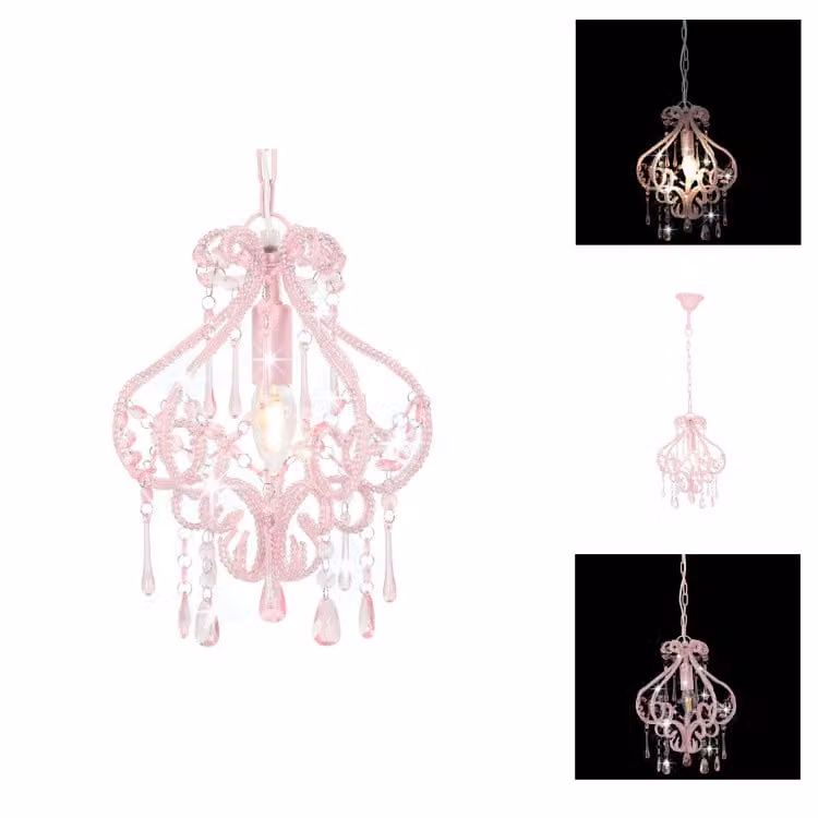 vidaXL Plafoniera con perle rosa rotonda E14 - Lampade