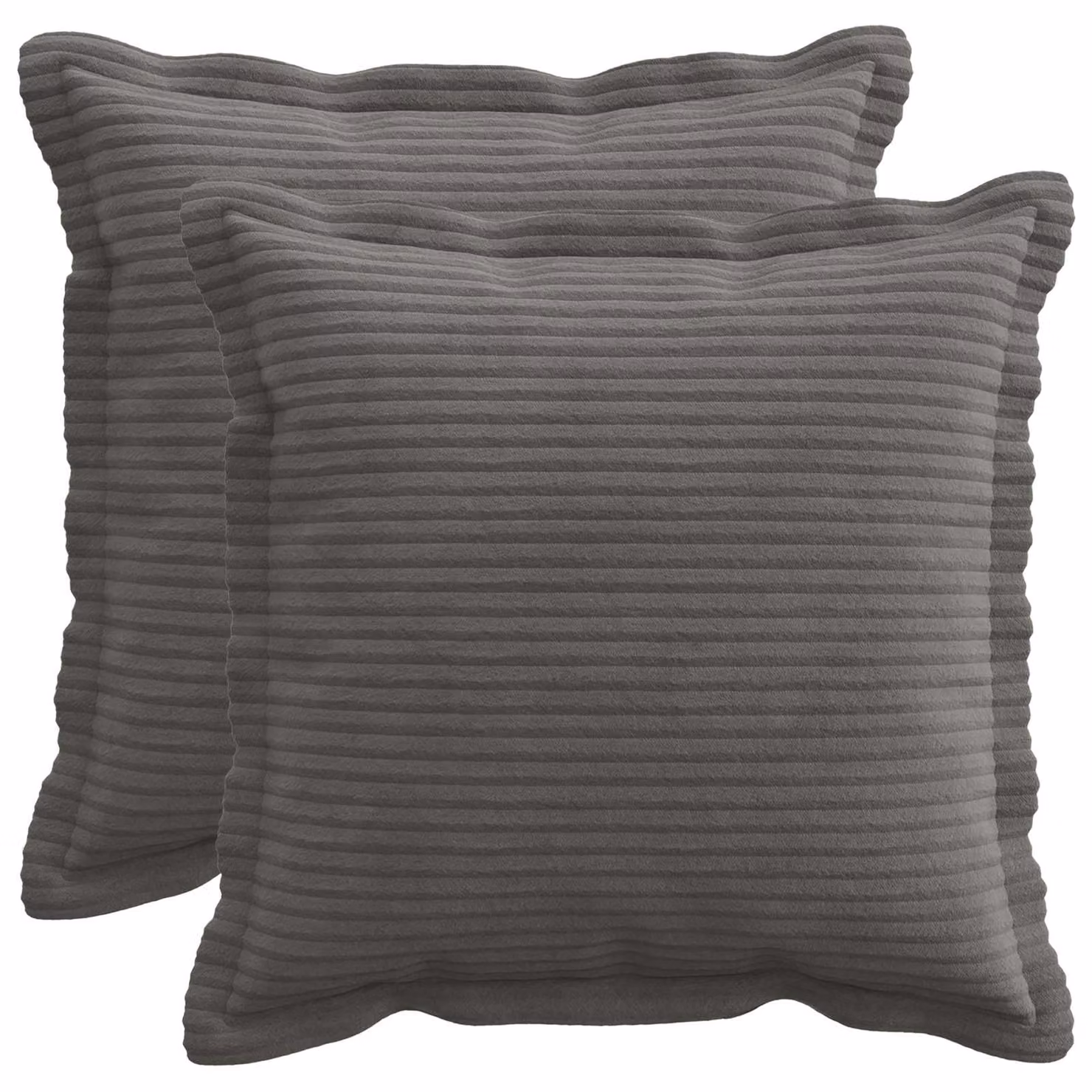 Set di 2 federe vidaXL HOUTEN in velluto a coste grigio scuro, L 30 cm x P 30 cm