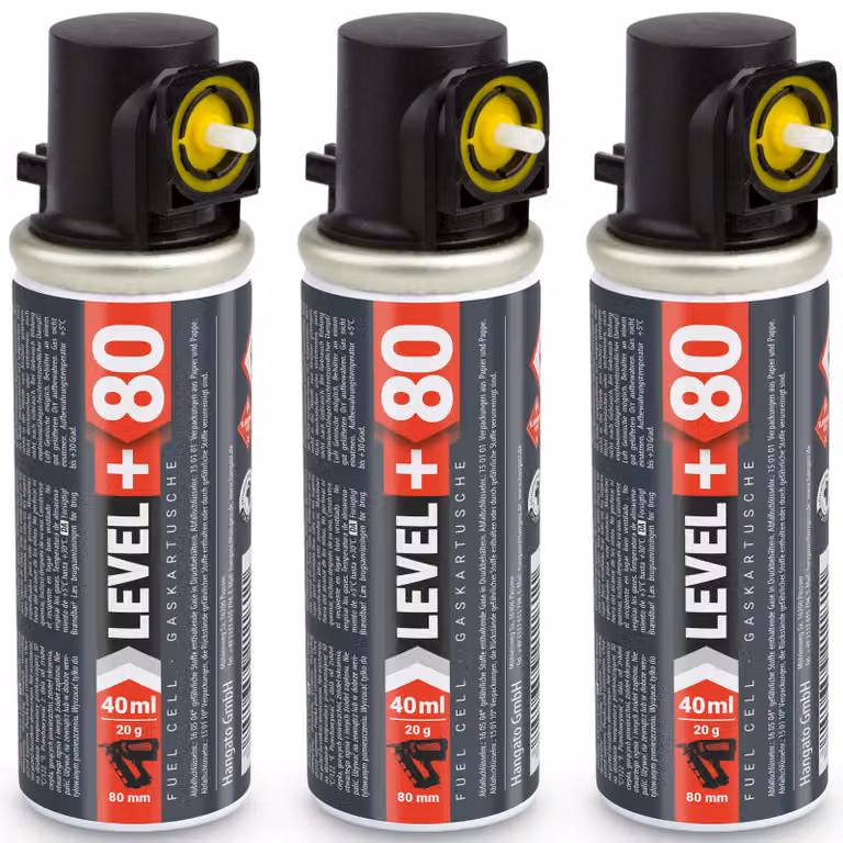 LEVEL+ Cartucce di ricambio, confezione da 3, da 20 grammi/40 ml/80 mm, compatibili con Stiftnagler L+80