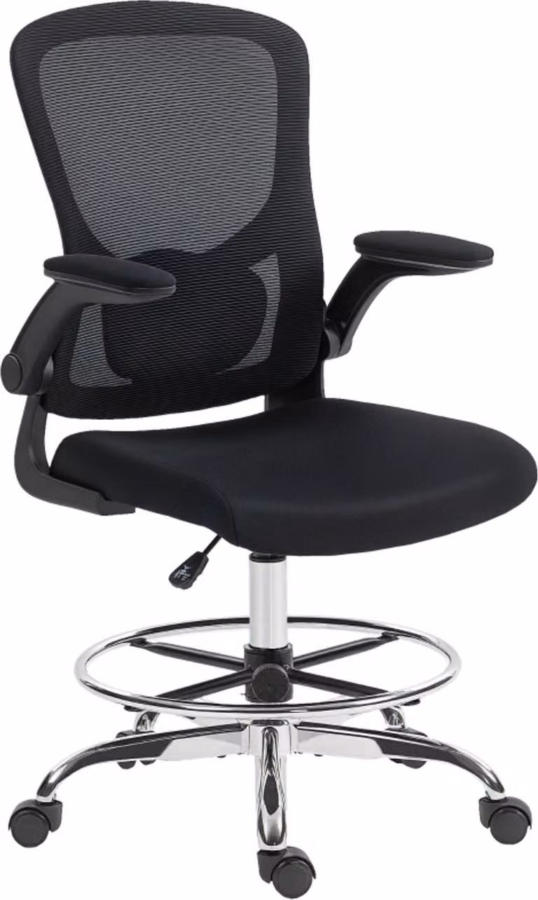 Sedia da disegno con supporto lombare, regolabile in altezza, girevole, per ufficio, studio, progetti artistici, nera in loco