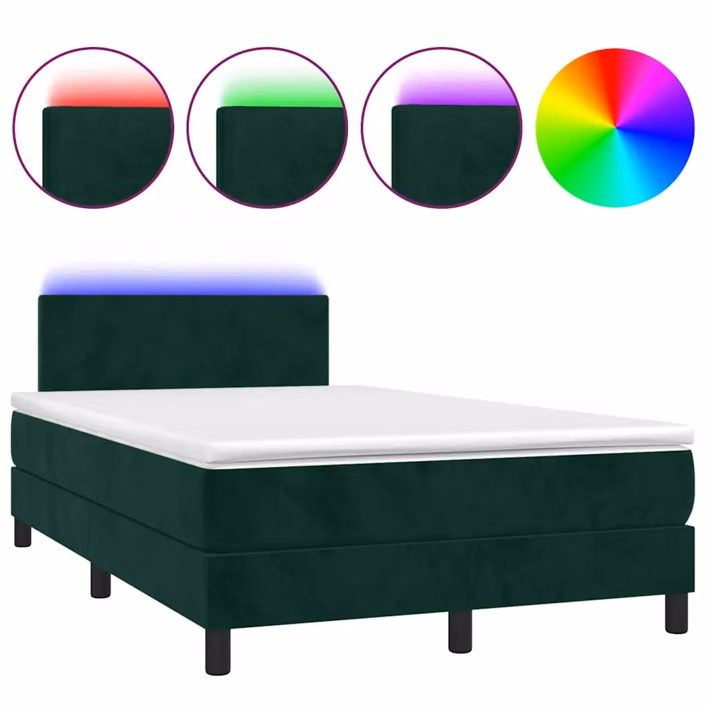 Letto Ibrido vidaXL in Velluto Verde con Materasso, Illuminazione LED Sotto il Letto e Porta USB, L/P: 120 x 200 cm – 2