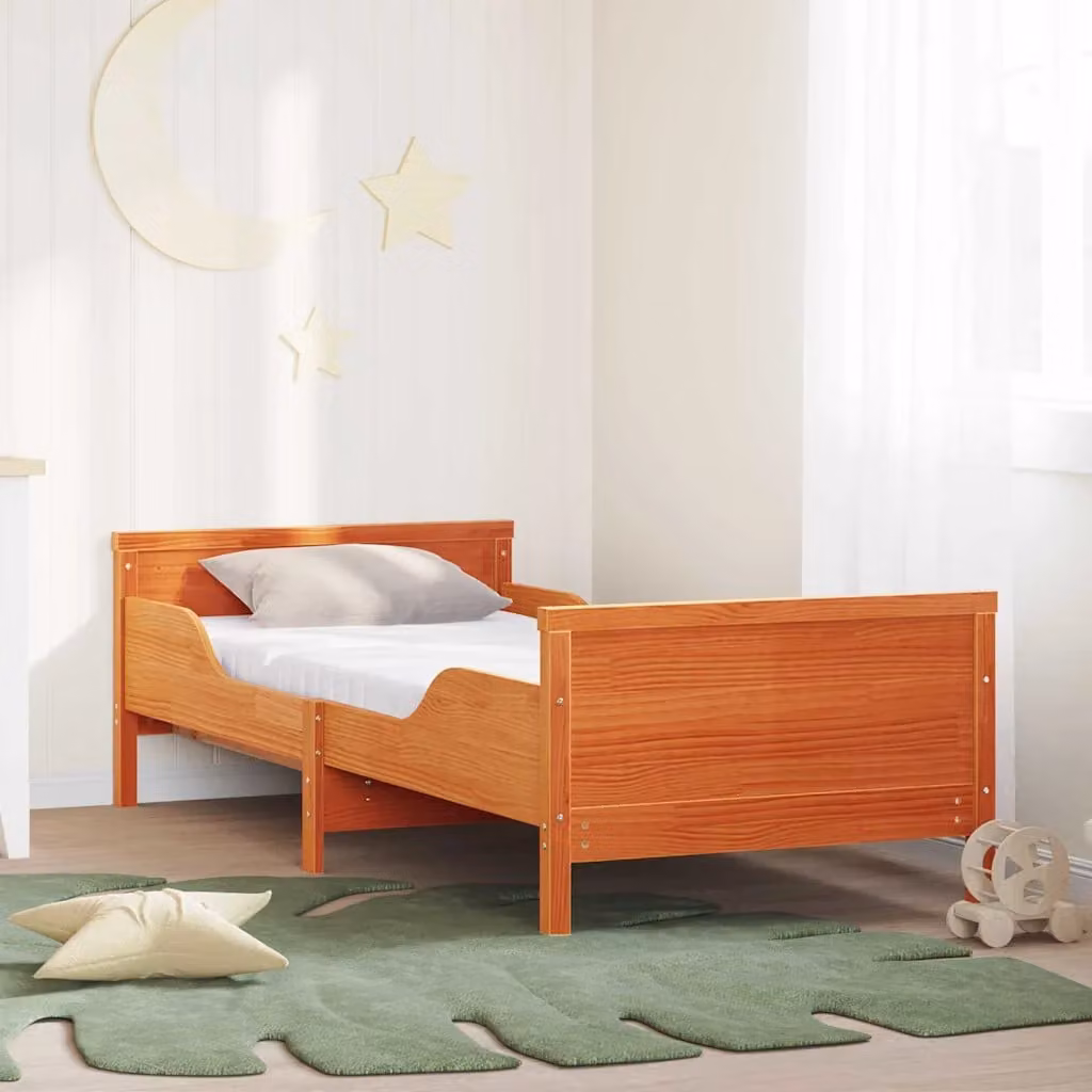 vidaXL Struttura letto per bambini in pino massello marrone L 200 x L 80 cm – 1