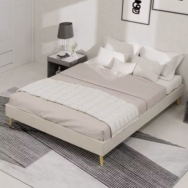Letto Contenitore Xylo Beige in Velluto L/P: 140 x 200 cm