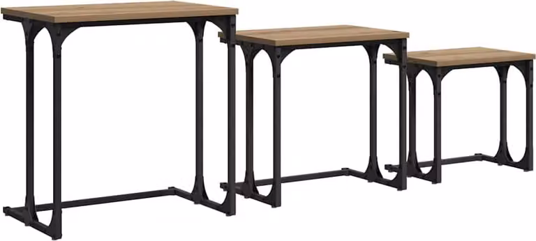 Tavolo da caffè nesting 3 pcs rovere artigianale