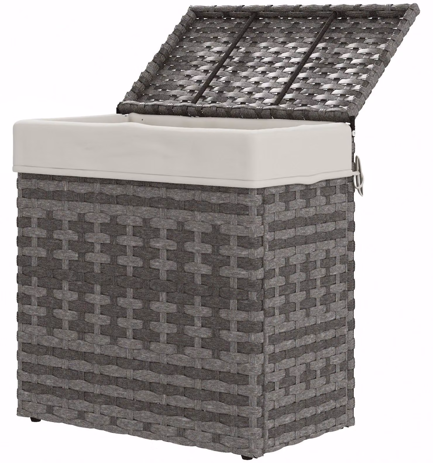 Baule Cesta Contenitore da Giardino e Casa 57x34x62 cm in Rattan con Tessuto Interno Grigio
