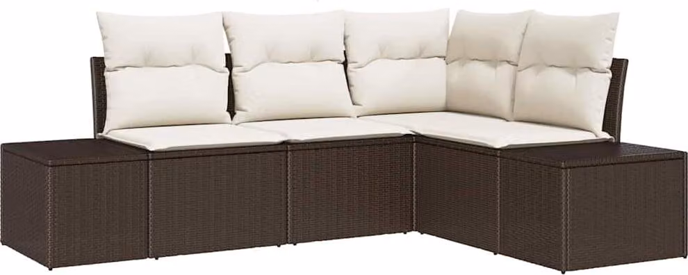 Set Divano da Giardino 4 pcs Marrone polyrattan